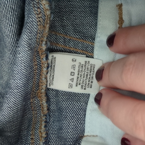 Free People Dark Wash White Eyelet Pockets Trim High Waisted Shorts - Picture 6 of 7